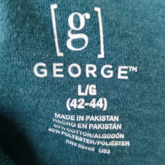 George Teal Green Men Polo Pull Over Style Short Sleeve 3 Button Front Shirt EUC - Picture 3 of 7